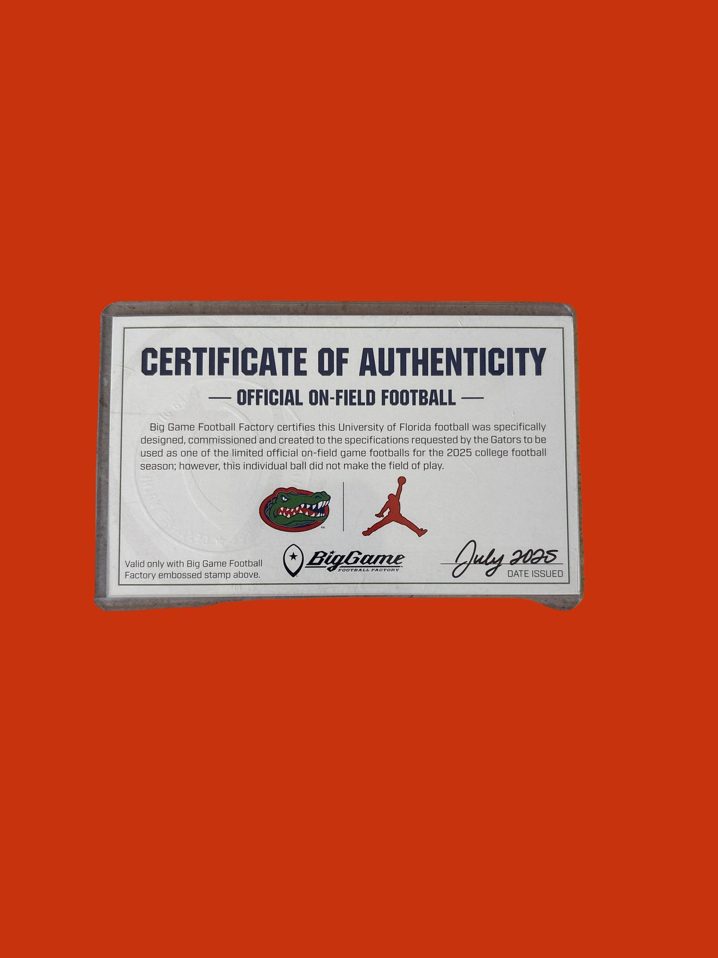 Jordan Fully Game Prepped Football! -University of Florida Gators! -COA INCLUDED